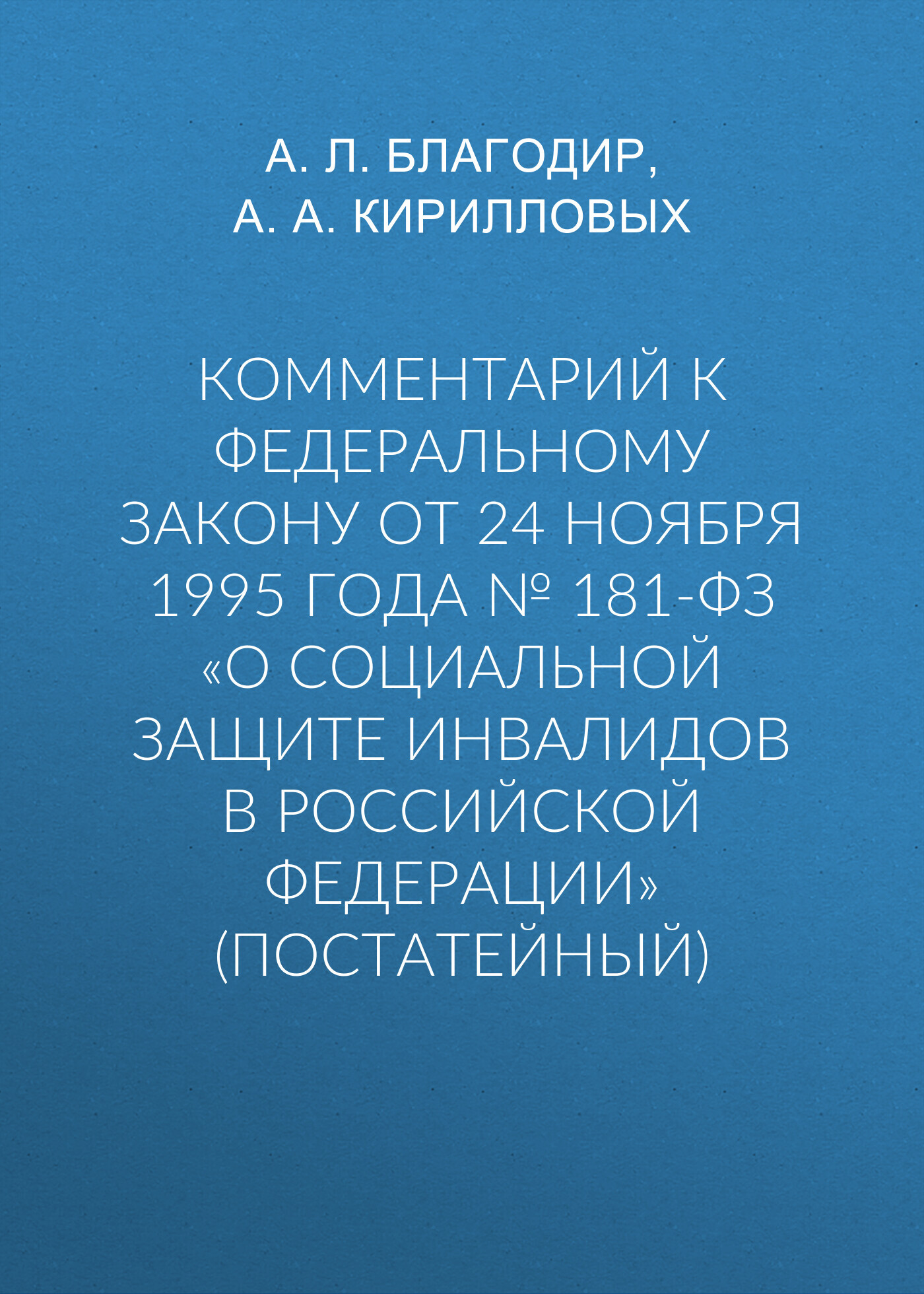 Комментарий к Федеральному закону от 24 ноября 1995 г. №&nbsp;181-ФЗ «О социальной защите инвалидов в Российской Федерации» (постатейный; издание третье, переработанное и дополненное)